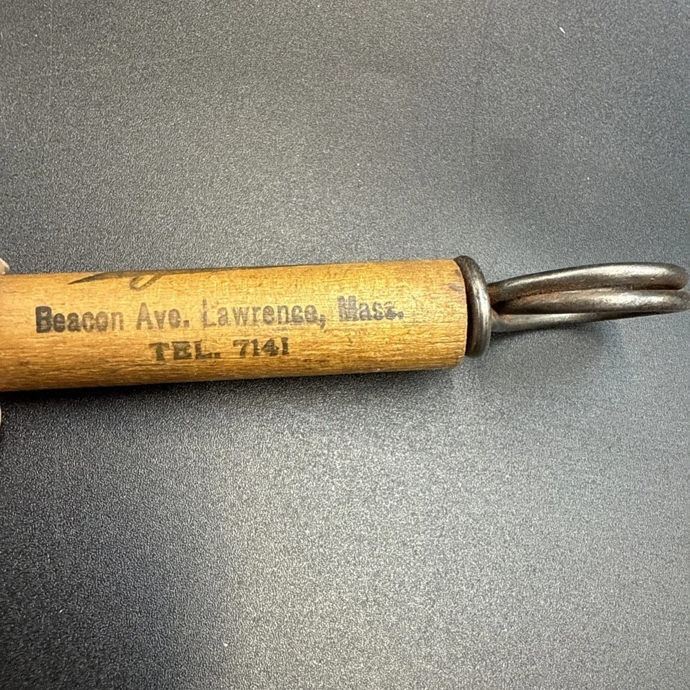 Vintage Wood Corkscrew Opener C&J Ginger Ale Beacon Ave. Lawrence MASS Adv.